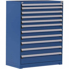 Rousseau Metal - 11 Drawer Avalanche Blue Steel Modular Storage Cabinet - Exact Industrial Supply