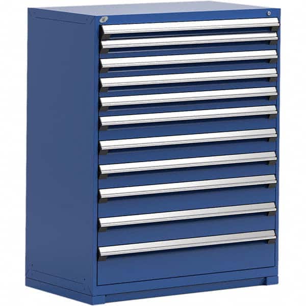Rousseau Metal - 11 Drawer Avalanche Blue Steel Modular Storage Cabinet - Exact Industrial Supply