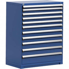 Rousseau Metal - 11 Drawer Avalanche Blue Steel Modular Storage Cabinet - Exact Industrial Supply