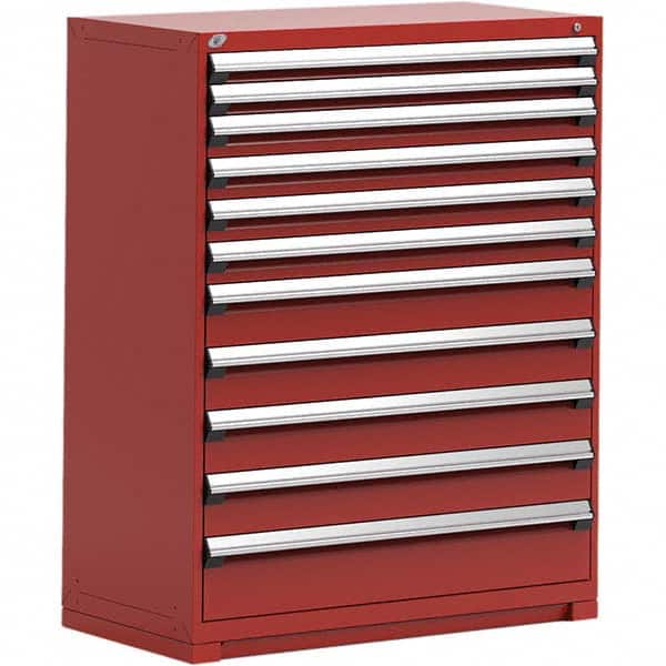 Rousseau Metal - 11 Drawer Flame Red Steel Modular Storage Cabinet - Exact Industrial Supply