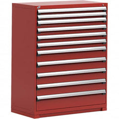 Rousseau Metal - 11 Drawer Flame Red Steel Modular Storage Cabinet - Exact Industrial Supply