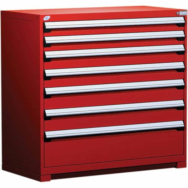 Rousseau Metal - 7 Drawer Flame Red Steel Modular Storage Cabinet - Exact Industrial Supply