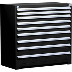 Rousseau Metal - 9 Drawer Black Steel Modular Storage Cabinet - Exact Industrial Supply