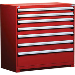 Rousseau Metal - 7 Drawer Flame Red Steel Modular Storage Cabinet - Exact Industrial Supply