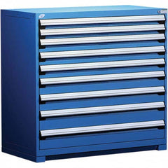 Rousseau Metal - 9 Drawer Avalanche Blue Steel Modular Storage Cabinet - Exact Industrial Supply