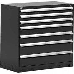 Rousseau Metal - 7 Drawer Black Steel Modular Storage Cabinet - Exact Industrial Supply