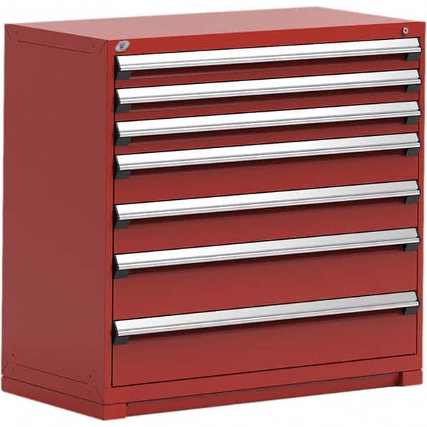 Rousseau Metal - 7 Drawer Flame Red Steel Modular Storage Cabinet - Exact Industrial Supply