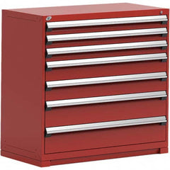 Rousseau Metal - 7 Drawer Flame Red Steel Modular Storage Cabinet - Exact Industrial Supply