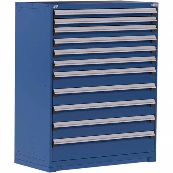Rousseau Metal - 11 Drawer Avalanche Blue Steel Modular Storage Cabinet - Exact Industrial Supply