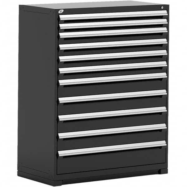 Rousseau Metal - 11 Drawer Black Steel Modular Storage Cabinet - Exact Industrial Supply