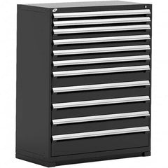 Rousseau Metal - 11 Drawer Black Steel Modular Storage Cabinet - Exact Industrial Supply