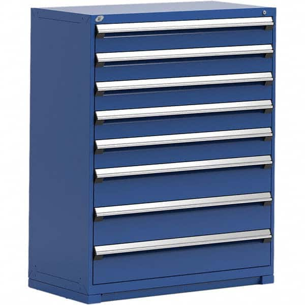 Rousseau Metal - 8 Drawer Avalanche Blue Steel Modular Storage Cabinet - Exact Industrial Supply