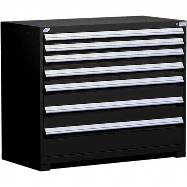 Rousseau Metal - 7 Drawer Black Steel Modular Storage Cabinet - Exact Industrial Supply