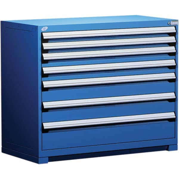 Rousseau Metal - 7 Drawer Avalanche Blue Steel Modular Storage Cabinet - Exact Industrial Supply