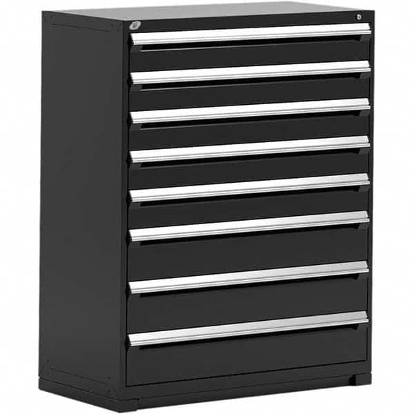Rousseau Metal - 8 Drawer Black Steel Modular Storage Cabinet - Exact Industrial Supply
