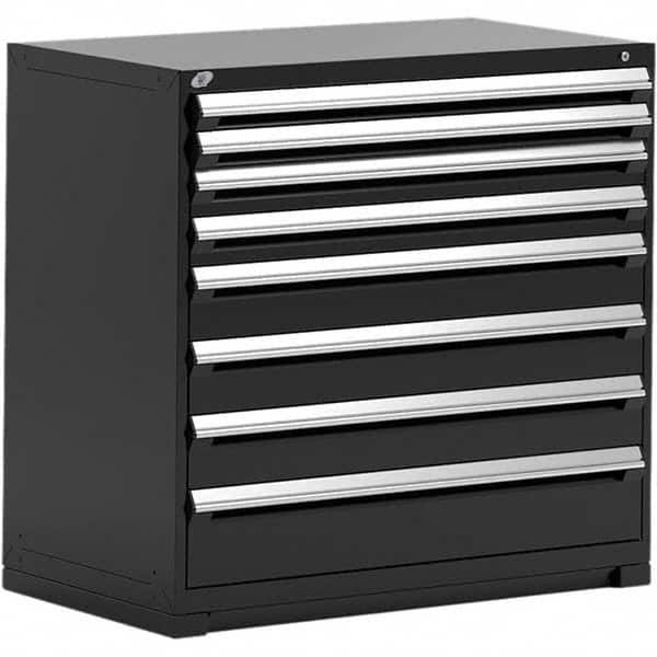 Rousseau Metal - 8 Drawer Black Steel Modular Storage Cabinet - Exact Industrial Supply