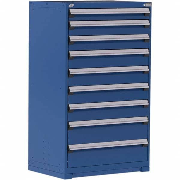 Rousseau Metal - 9 Drawer Avalanche Blue Steel Modular Storage Cabinet - Exact Industrial Supply