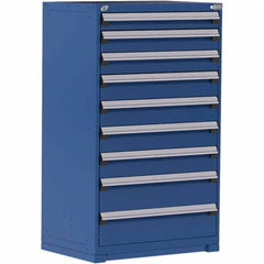 Rousseau Metal - 9 Drawer Avalanche Blue Steel Modular Storage Cabinet - Exact Industrial Supply