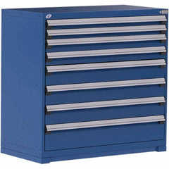 Rousseau Metal - 8 Drawer Avalanche Blue Steel Modular Storage Cabinet - Exact Industrial Supply