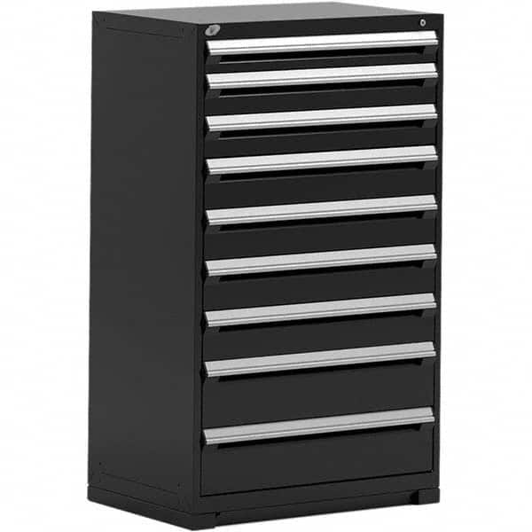 Rousseau Metal - 9 Drawer Black Steel Modular Storage Cabinet - Exact Industrial Supply