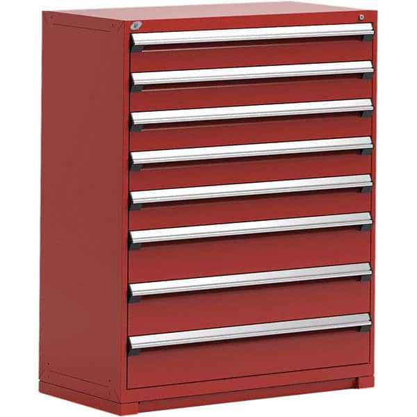 Rousseau Metal - 8 Drawer Flame Red Steel Modular Storage Cabinet - Exact Industrial Supply