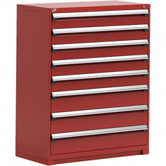 Rousseau Metal - 8 Drawer Flame Red Steel Modular Storage Cabinet - Exact Industrial Supply