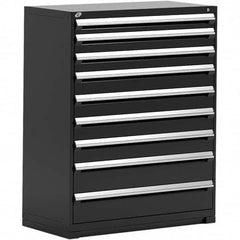 Rousseau Metal - 9 Drawer Black Steel Modular Storage Cabinet - Exact Industrial Supply