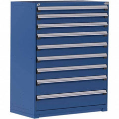 Rousseau Metal - 9 Drawer Avalanche Blue Steel Modular Storage Cabinet - Exact Industrial Supply