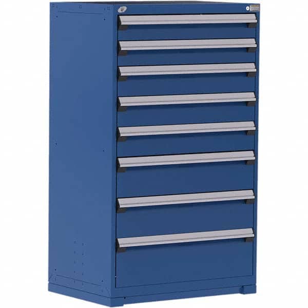 Rousseau Metal - 8 Drawer Avalanche Blue Steel Modular Storage Cabinet - Exact Industrial Supply