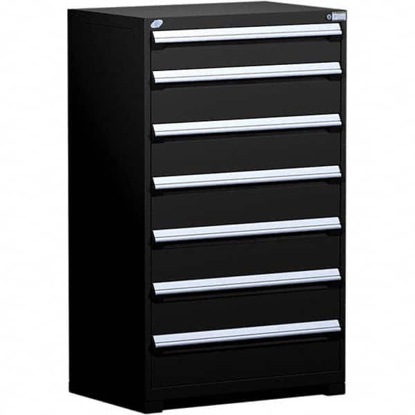 Rousseau Metal - 7 Drawer Black Steel Modular Storage Cabinet - Exact Industrial Supply