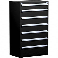 Rousseau Metal - 7 Drawer Black Steel Modular Storage Cabinet - Exact Industrial Supply