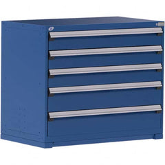 Rousseau Metal - 5 Drawer Avalanche Blue Steel Modular Storage Cabinet - Exact Industrial Supply