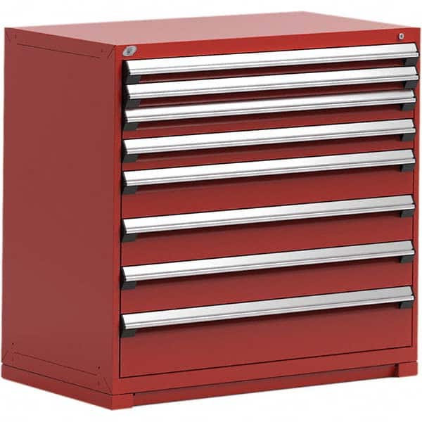 Rousseau Metal - 8 Drawer Flame Red Steel Modular Storage Cabinet - Exact Industrial Supply