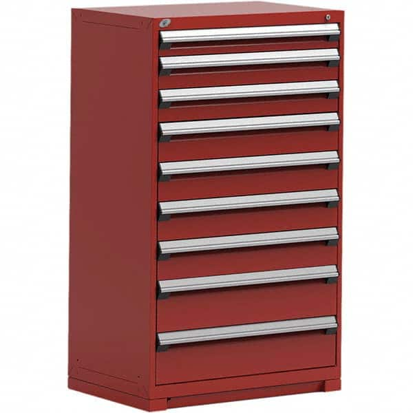 Rousseau Metal - 9 Drawer Flame Red Steel Modular Storage Cabinet - Exact Industrial Supply