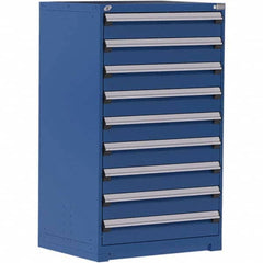 Rousseau Metal - 9 Drawer Avalanche Blue Steel Modular Storage Cabinet - Exact Industrial Supply