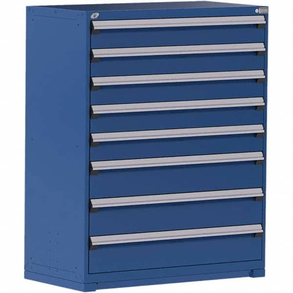 Rousseau Metal - 8 Drawer Avalanche Blue Steel Modular Storage Cabinet - Exact Industrial Supply