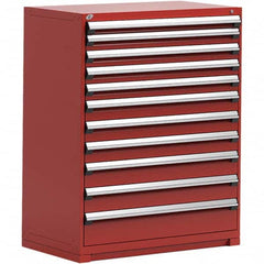 Rousseau Metal - 11 Drawer Flame Red Steel Modular Storage Cabinet - Exact Industrial Supply