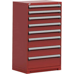 Rousseau Metal - 8 Drawer Flame Red Steel Modular Storage Cabinet - Exact Industrial Supply