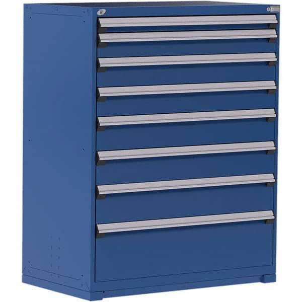 Rousseau Metal - 9 Drawer Avalanche Blue Steel Modular Storage Cabinet - Exact Industrial Supply