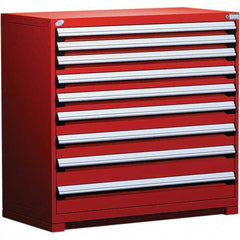 Rousseau Metal - 9 Drawer Flame Red Steel Modular Storage Cabinet - Exact Industrial Supply