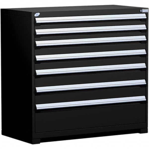 Rousseau Metal - 7 Drawer Black Steel Modular Storage Cabinet - Exact Industrial Supply