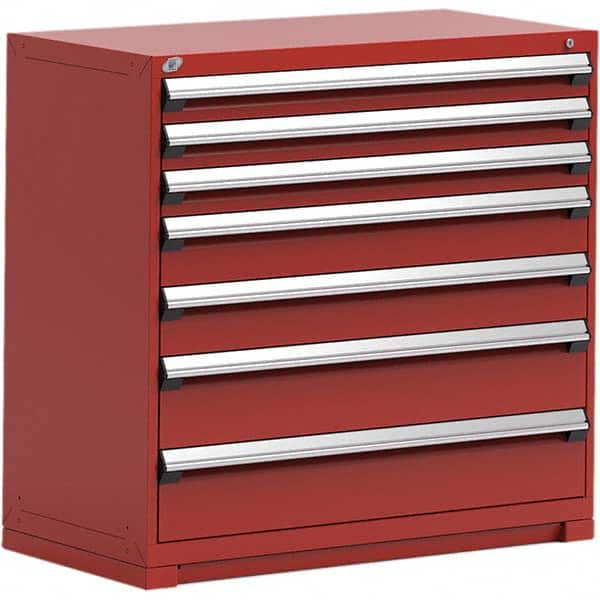 Rousseau Metal - 7 Drawer Flame Red Steel Modular Storage Cabinet - Exact Industrial Supply