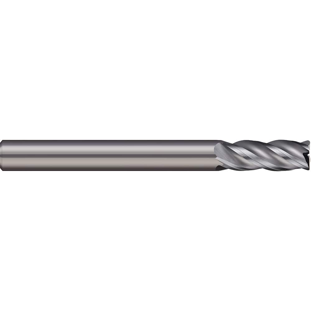 Corner Radius End Mill: 0.1181″ Dia, 0.2362″ LOC, 4 Flutes, Solid Carbide 38 ° Helix, Bright/Uncoated, Corner Radius End