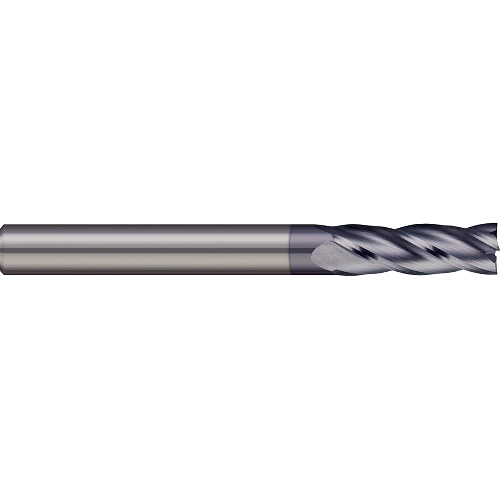 Square End Mill: 5/64'' Dia, 5/32'' LOC, 1/8'' Shank Dia, 1-1/2'' OAL, 3 Flutes, Solid Carbide Single End, AlTiN Finish, 30 ° Helix, Centercutting, RH Cut, RH Flute