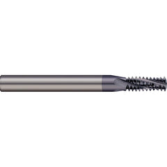 Micro 100 - 8-32 Internal/External 32 TPI 1/4" Shank 3-Flute Solid Carbide Helical Flute Thread Mill - Exact Industrial Supply