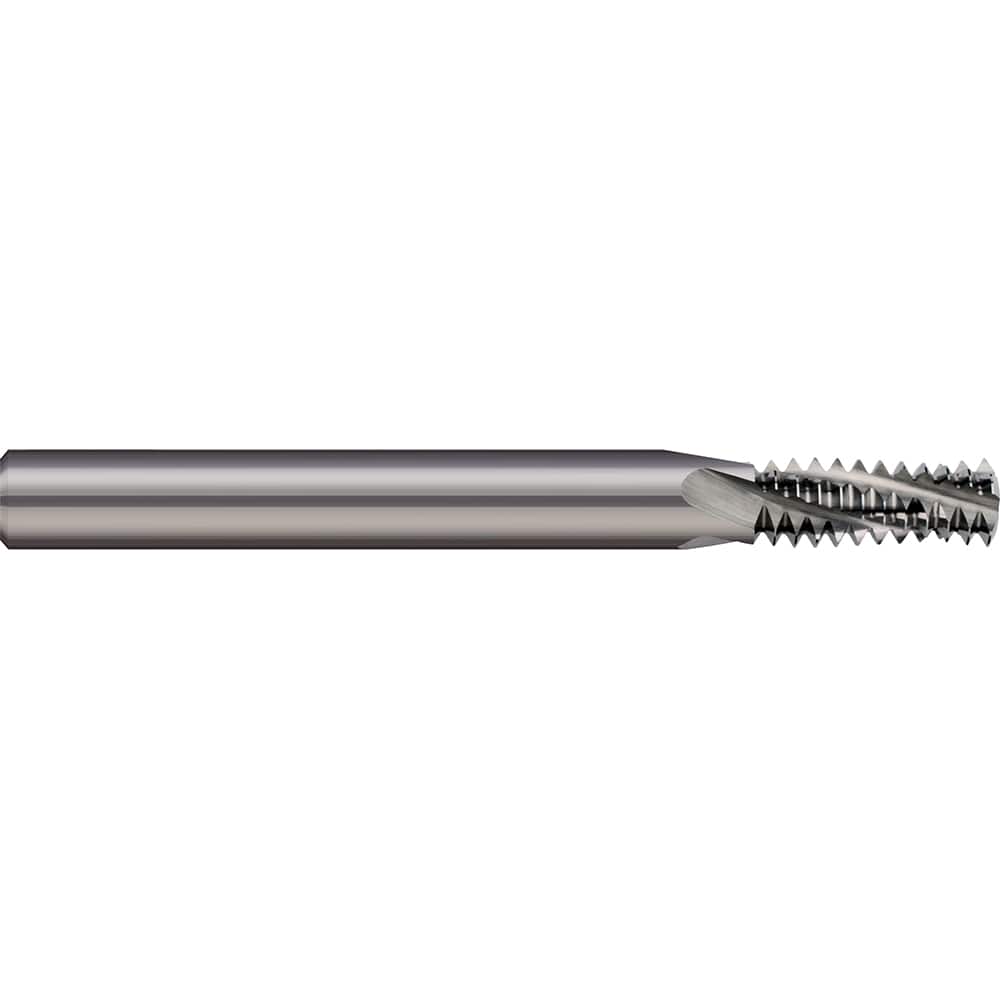 Micro 100 - 6-32 Internal/External 32 TPI 1/4" Shank 2-Flute Solid Carbide Helical Flute Thread Mill - Exact Industrial Supply