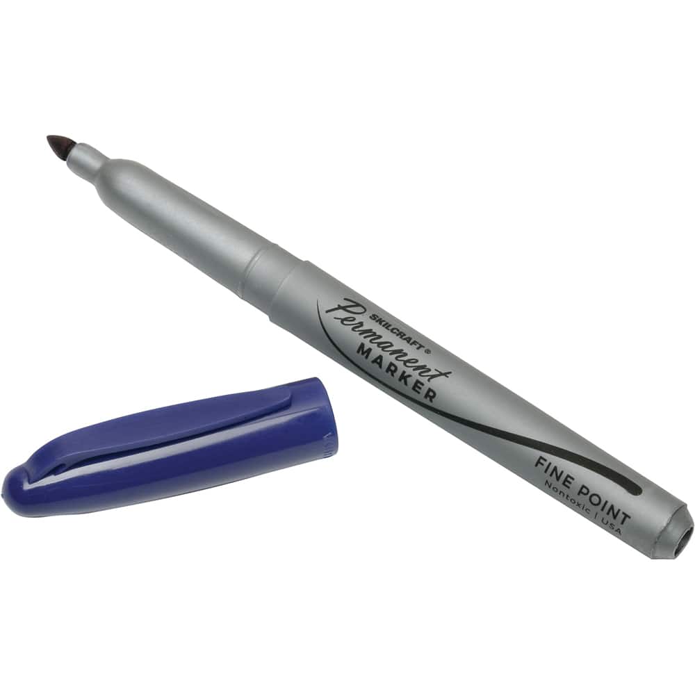 Ability One - Markers & Paintsticks; Type: Permanent Marker ; Color: Blue ; Ink Type: Water Base ; Tip Type: Fine - Exact Industrial Supply