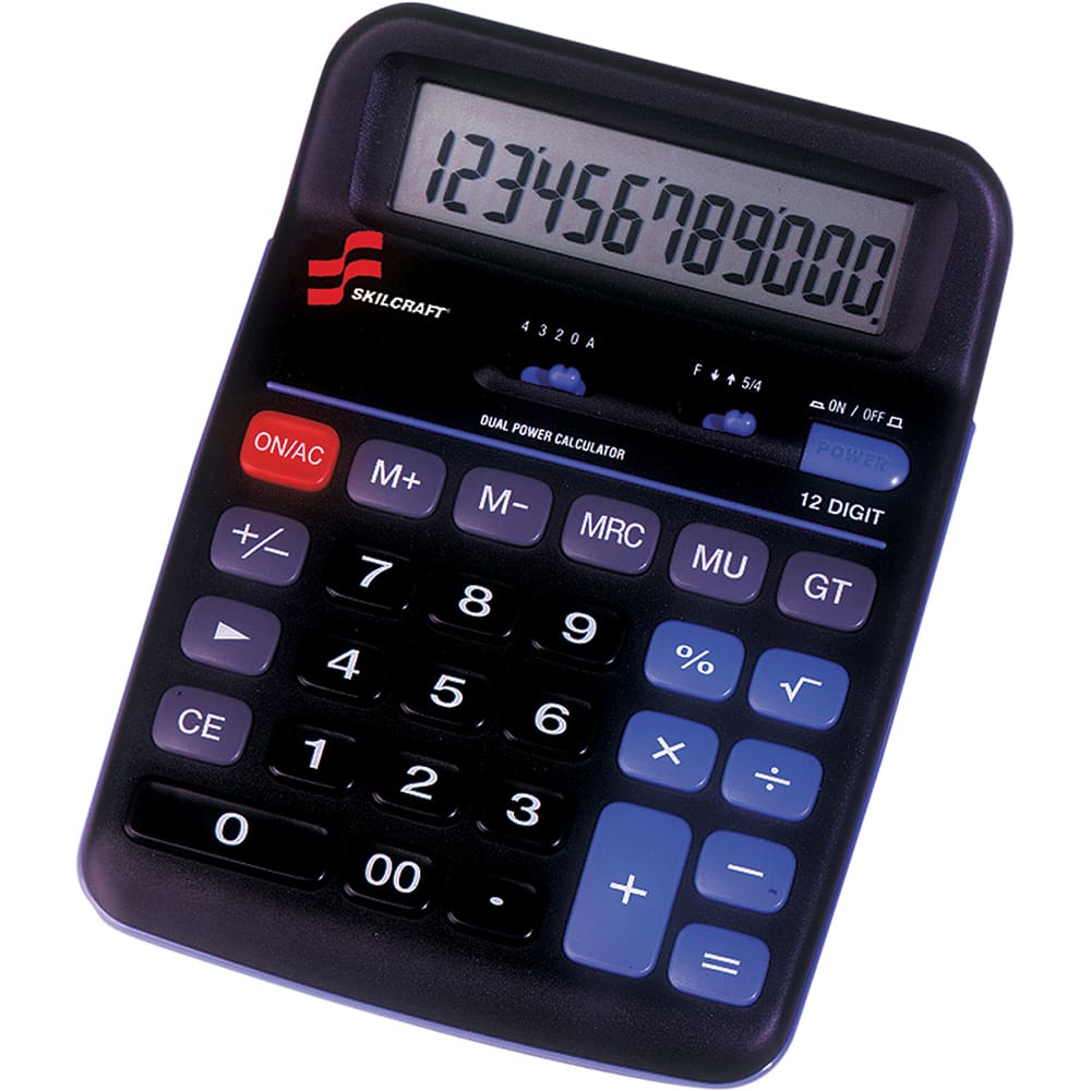 Ability One - Calculators; Type: Desktop Calculator ; Type of Power: Battery/Solar ; Display Type: Digital ; Color: Black - Exact Industrial Supply