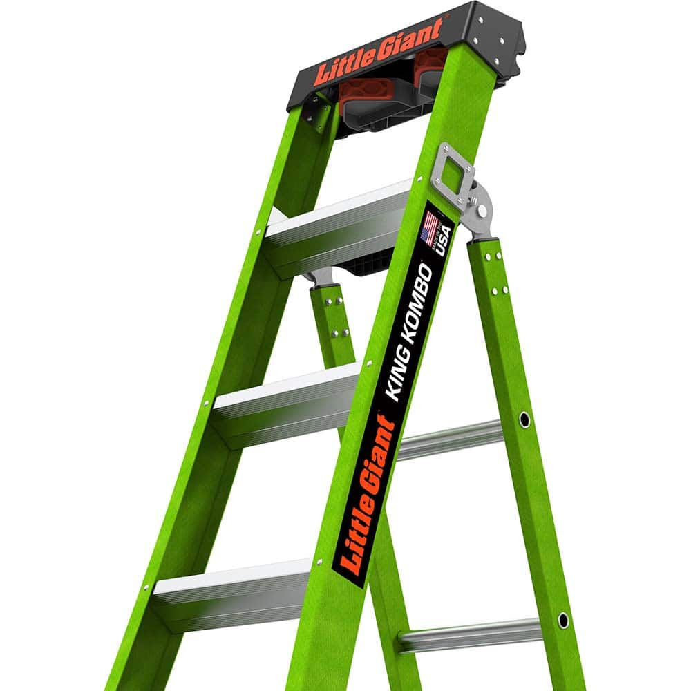 Little Giant Ladder - Step Ladders; Type: Multi-Use Ladder ; Height (Feet): 6 ; Industry Rating: 1AA ; Load Capacity (Lb.): 375.000 ; Material: Fiberglass ; Base Spread: 45 (Inch) - Exact Industrial Supply