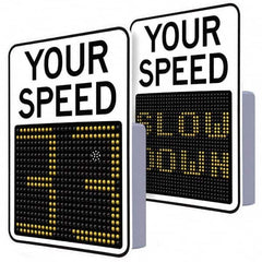 TAPCO - "Your Speed," 29" Wide x 23" High Aluminum Face/Polycarbonate Housing Speed Limit Sign - Exact Industrial Supply